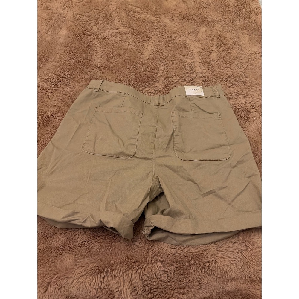 Curve Appeal Women Oyster Shell Utility Shorts Beige Size 14 - Picture 5 of 6